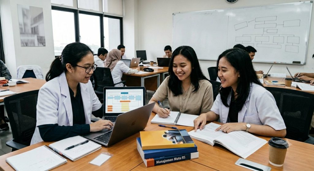 Suasana perkuliahan tentang apa yang dipelajari di Jurusan Administrasi Rumah Sakit